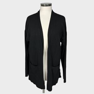 Time and Tru Open Front Cardigan Sweater Black Large 12-14 Rayon Polyester